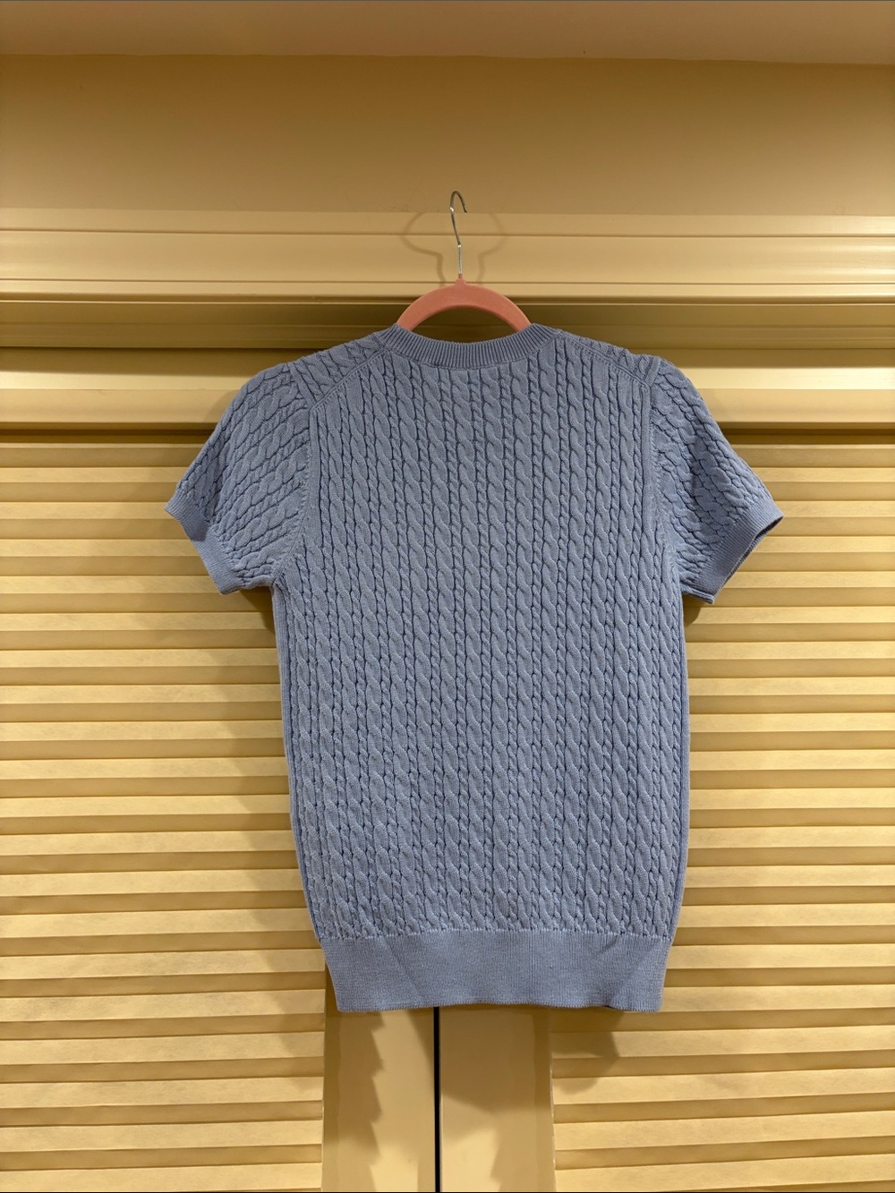 NWOT Dior Powder Blue Cable-Knit Short Sleeve Sweater, Size 40 - Picture 4 of 4